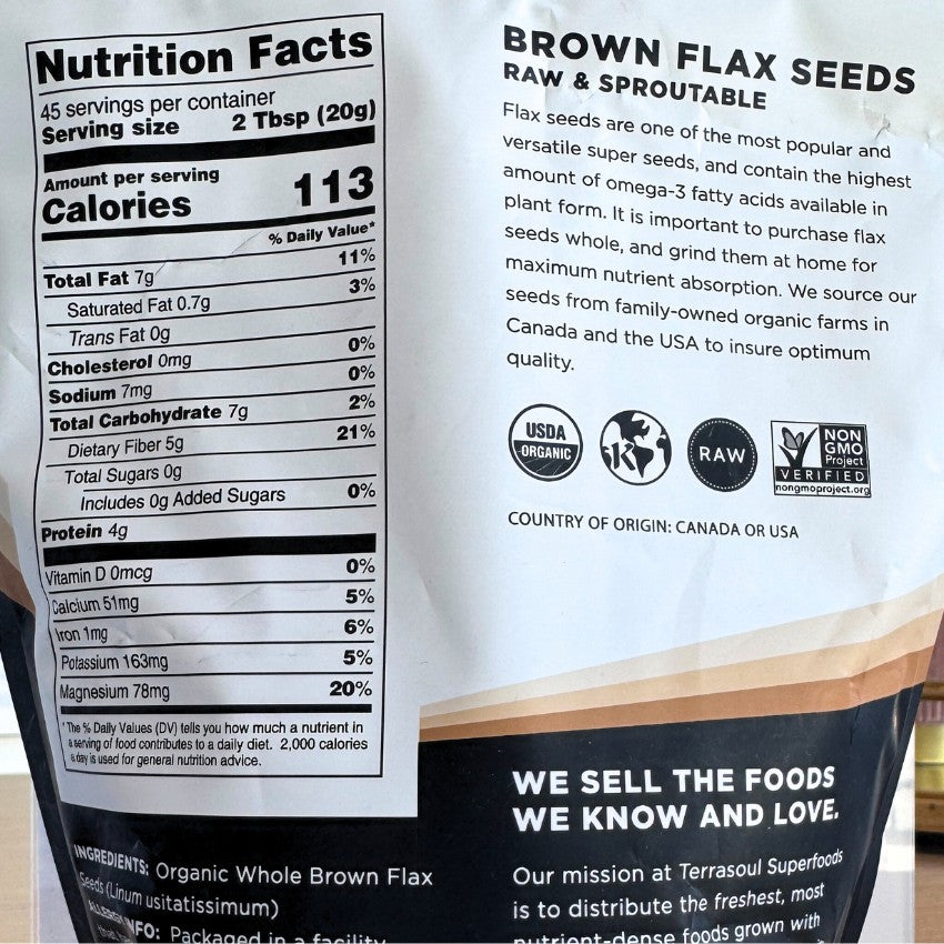 Terrasoul SuperFoods Organic Brown Flax Seeds – Raw & Sproutable, 2lbs