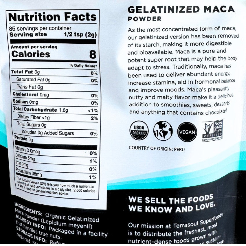 Terrasoul SuperFoods Organic Maca Powder – Gelatinized, 6oz Superfood