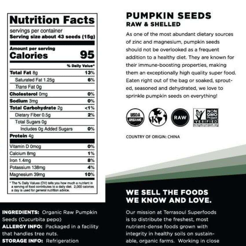 Terrasoul SuperFoods Organic Pumpkin Seeds – Raw & Shelled, 32oz