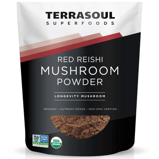 Terrasoul SuperFoods Organic Red Reishi Mushroom Powder – 4:1 Extract, 16oz
