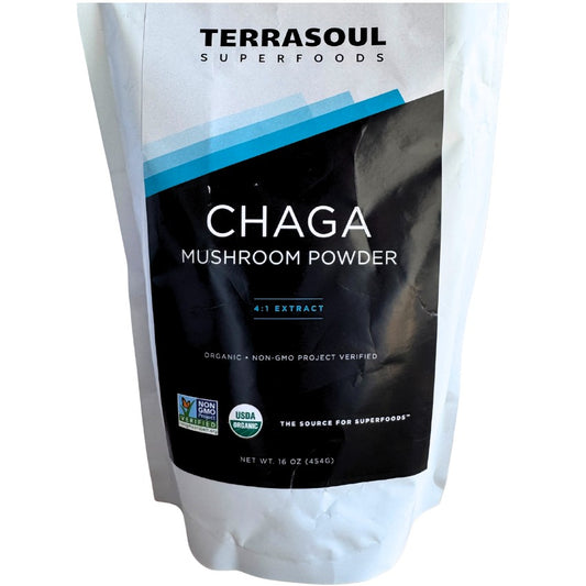Terrasoul SuperFoods Organic Chaga Mushroom Powder – 4:1 Extract, 16oz