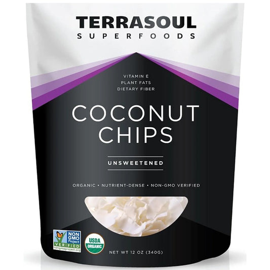 Terrasoul SuperFoods Organic Coconut Chips – Unsweetened, 12oz